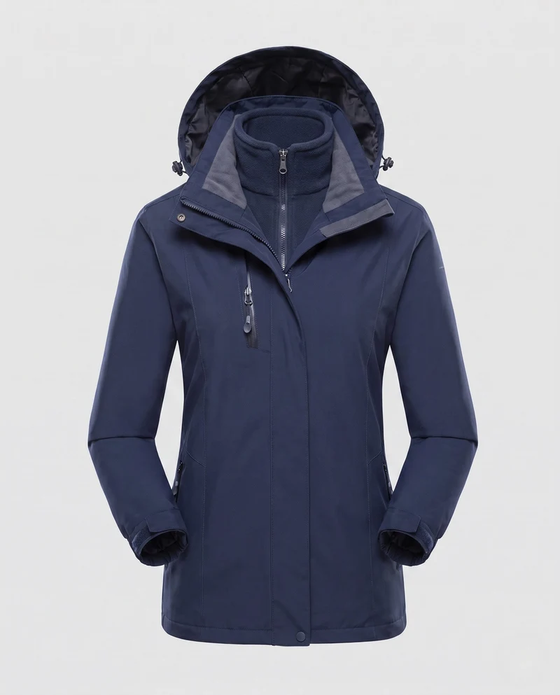 Damen Softshell-Parka mit herausnehmbarer Fleece-Innenjacke und verstellbarer Kapuze Nord Taschen