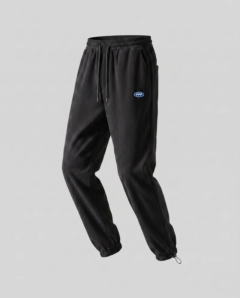 Frauen lockere Cord-Jogginghose mit Patchwork-Seitenstreifen, elastischem Taillenbund und Bündchen Nord Taschen