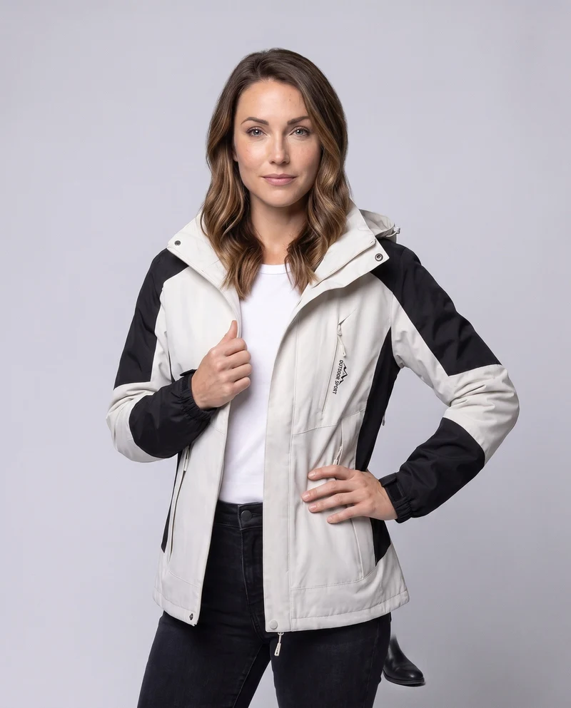 Damen Leichte Wasserdichte Outdoorjacke mit Kapuze Atmungsaktive Membran und Versteckten Reißverschlüssen Nord Taschen