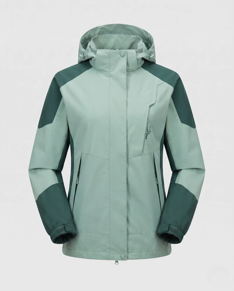 Damen Leichte Wasserdichte Outdoorjacke mit Kapuze Atmungsaktive Membran und Versteckten Reißverschlüssen Nord Taschen