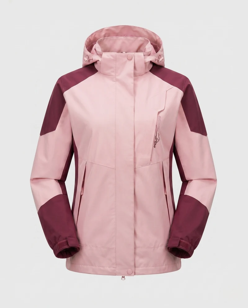 Damen Leichte Wasserdichte Outdoorjacke mit Kapuze Atmungsaktive Membran und Versteckten Reißverschlüssen Nord Taschen