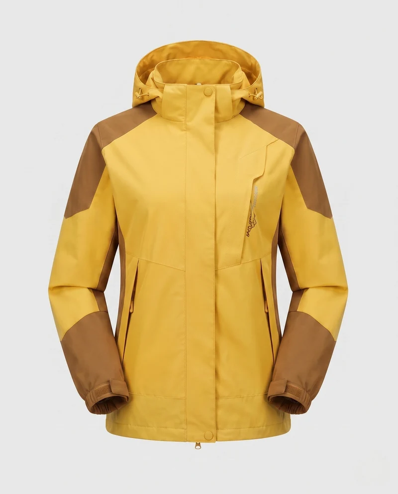 Damen Leichte Wasserdichte Outdoorjacke mit Kapuze Atmungsaktive Membran und Versteckten Reißverschlüssen Nord Taschen