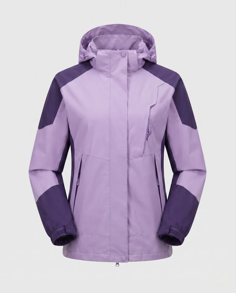 Damen Leichte Wasserdichte Outdoorjacke mit Kapuze Atmungsaktive Membran und Versteckten Reißverschlüssen Nord Taschen