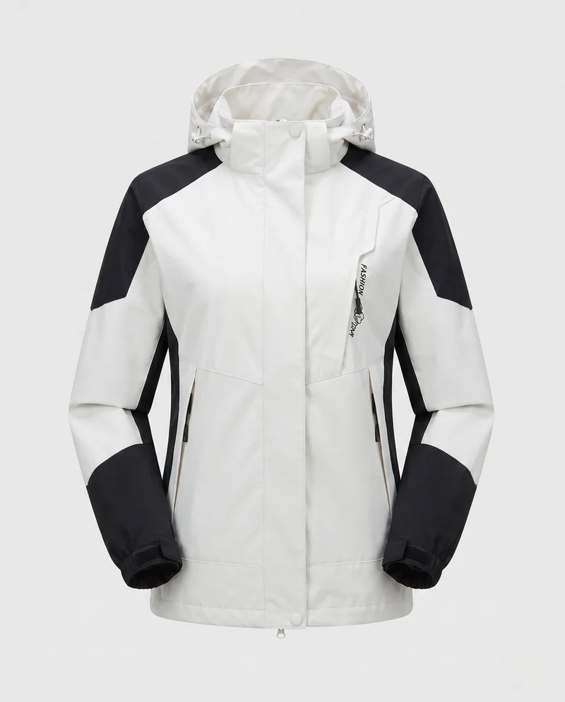 Damen Leichte Wasserdichte Outdoorjacke mit Kapuze Atmungsaktive Membran und Versteckten Reißverschlüssen Nord Taschen