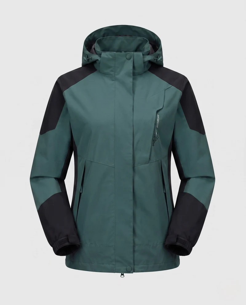 Damen Leichte Wasserdichte Outdoorjacke mit Kapuze Atmungsaktive Membran und Versteckten Reißverschlüssen Nord Taschen