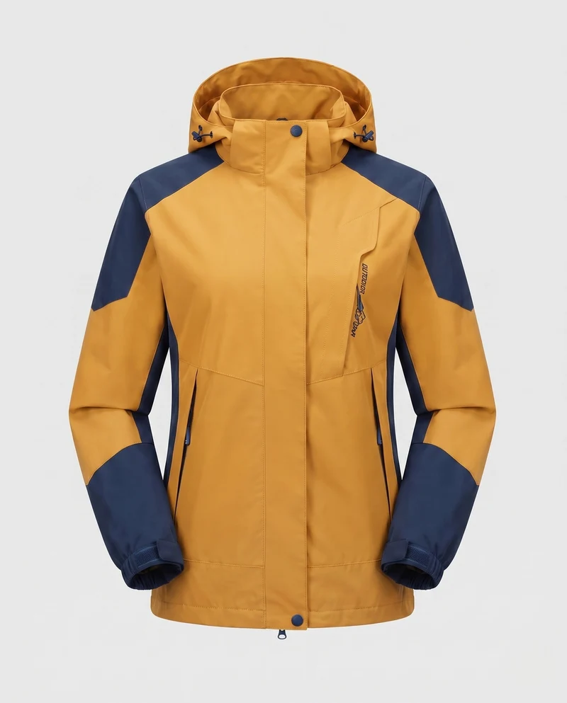 Damen Leichte Wasserdichte Outdoorjacke mit Kapuze Atmungsaktive Membran und Versteckten Reißverschlüssen Nord Taschen