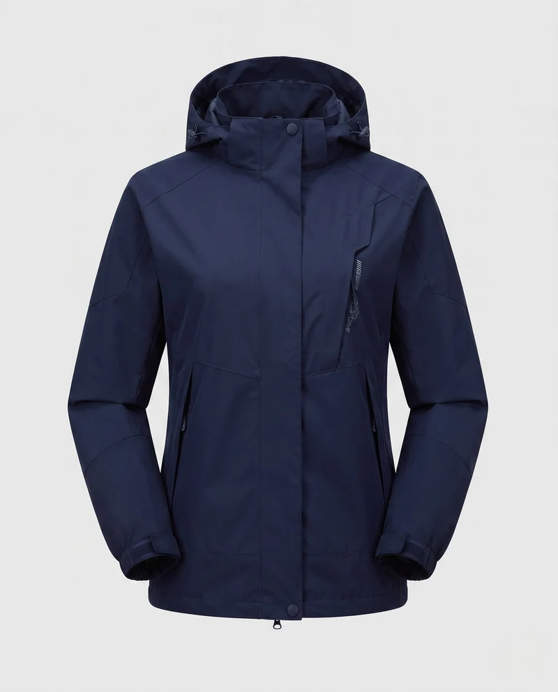 Damen Leichte Wasserdichte Outdoorjacke mit Kapuze Atmungsaktive Membran und Versteckten Reißverschlüssen Nord Taschen