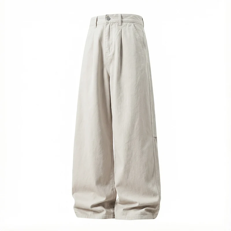 Damen Extraweite High-Waist Palazzo-Hose aus Canvas mit Bundfalten und Utility-Detail Nord Taschen