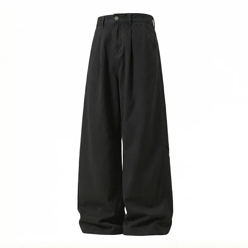 Damen Extraweite High-Waist Palazzo-Hose aus Canvas mit Bundfalten und Utility-Detail Nord Taschen
