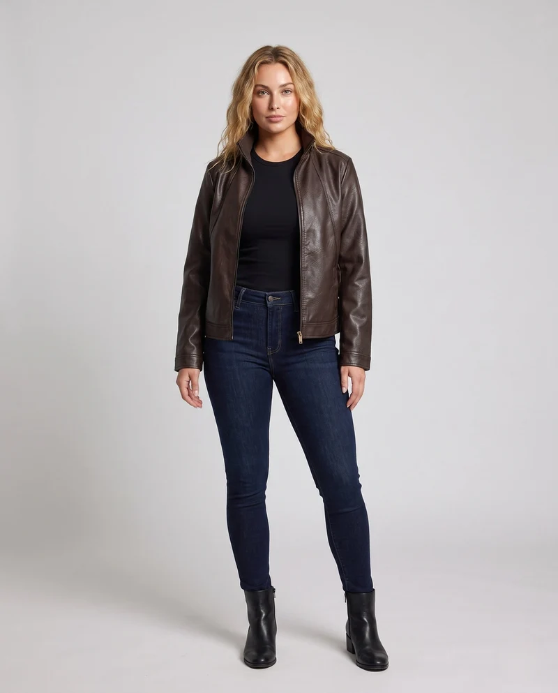 Damen Modische Kunstlederjacke Nord Taschen
