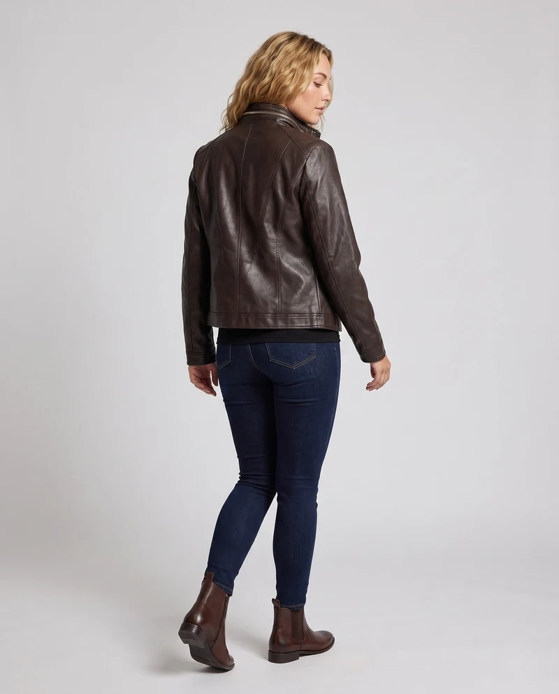 Damen Modische Kunstlederjacke Nord Taschen