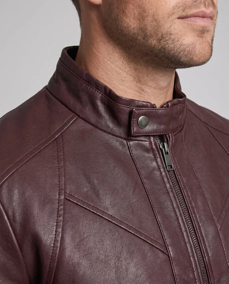 Herren Elegante Kunstlederjacke mit durchgehendem Reißverschluss Nord Taschen