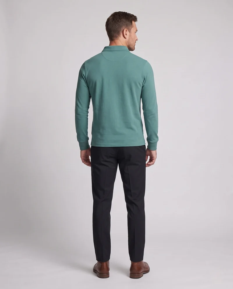 Herren Elegantes Langarm Poloshirt Nord Taschen