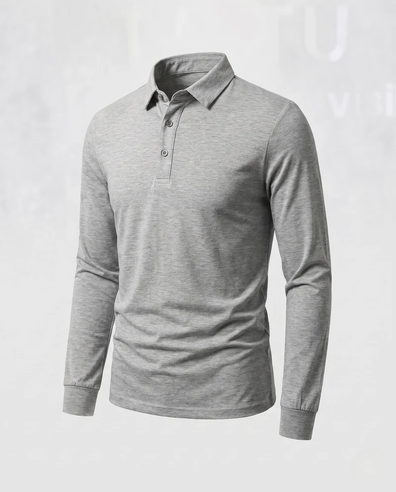 Herren Elegantes Langarm Poloshirt Nord Taschen