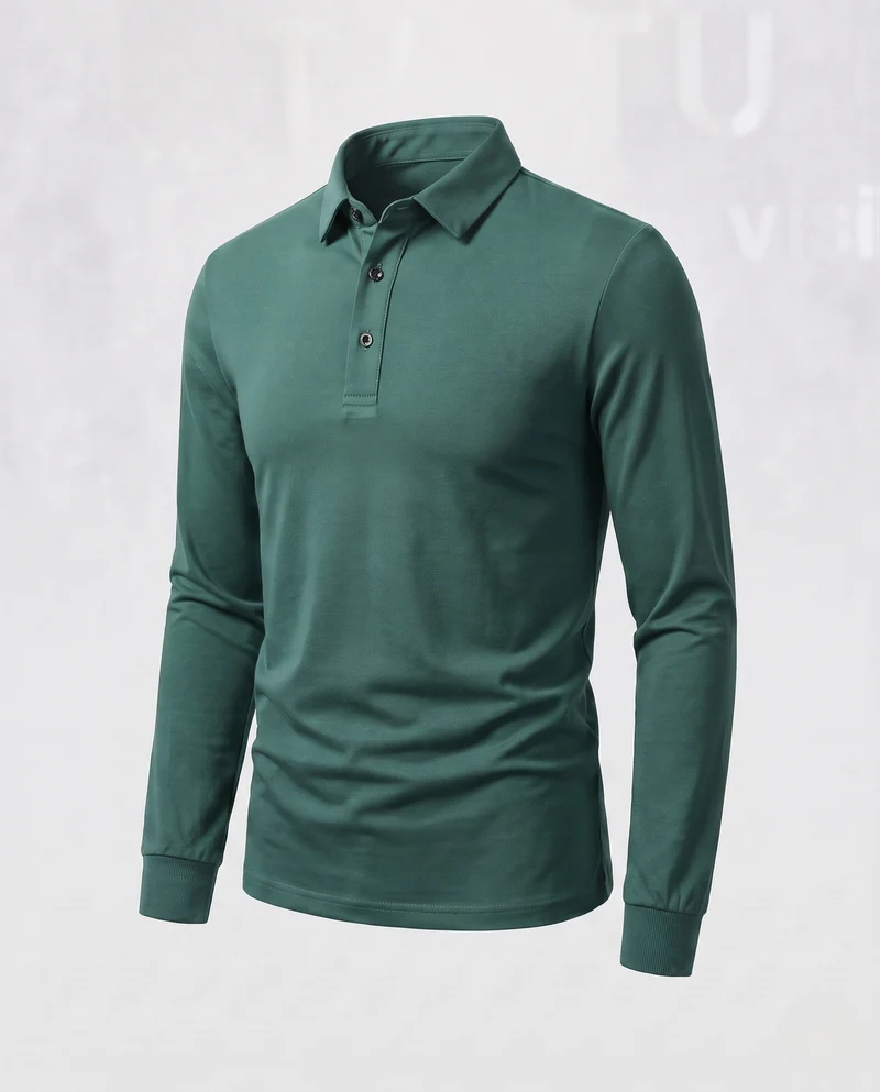 Herren Elegantes Langarm Poloshirt Nord Taschen