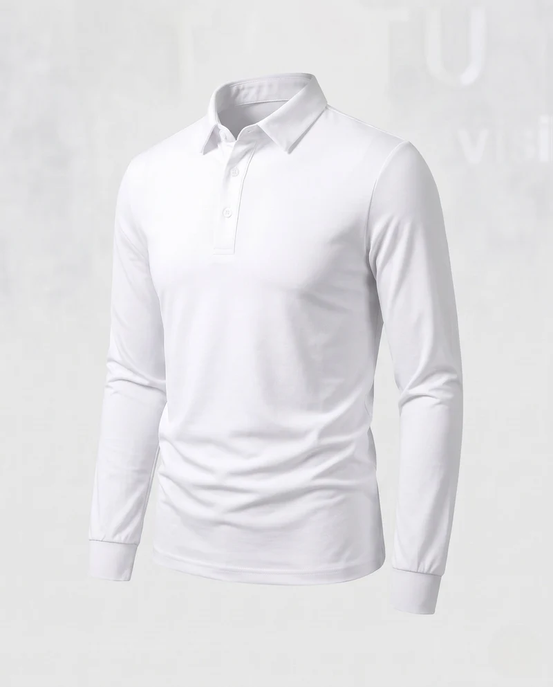 Herren Elegantes Langarm Poloshirt Nord Taschen