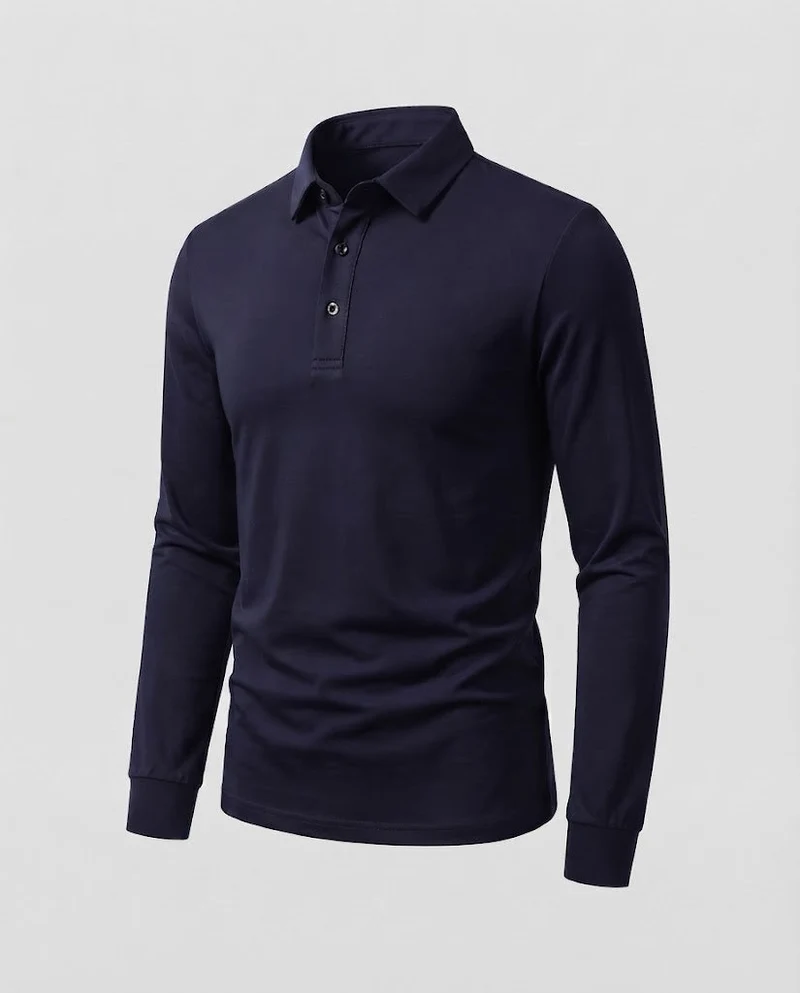 Herren Elegantes Langarm Poloshirt Nord Taschen