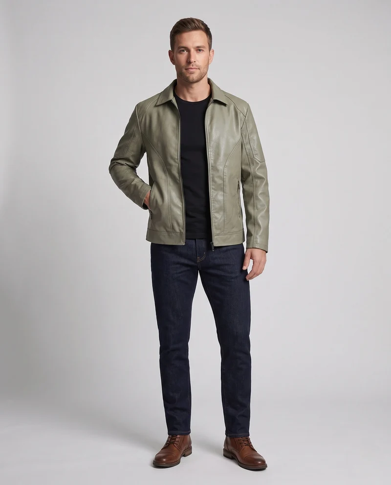 Herren moderne Kunstlederjacke Nord Taschen
