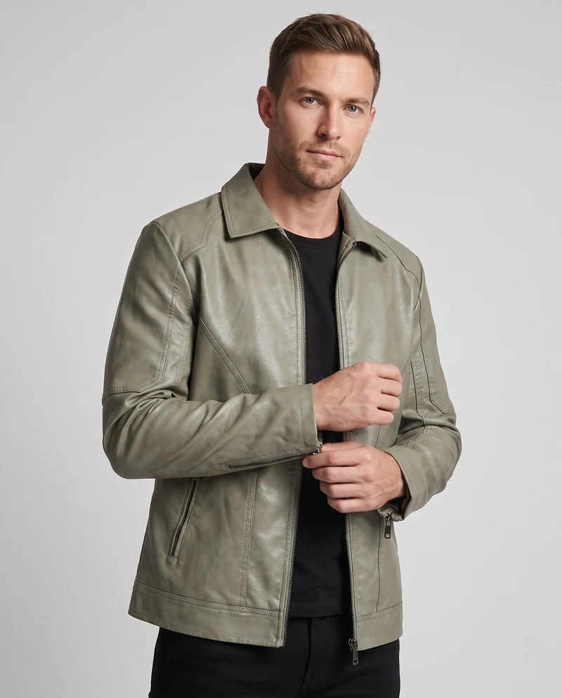 Herren moderne Kunstlederjacke Nord Taschen