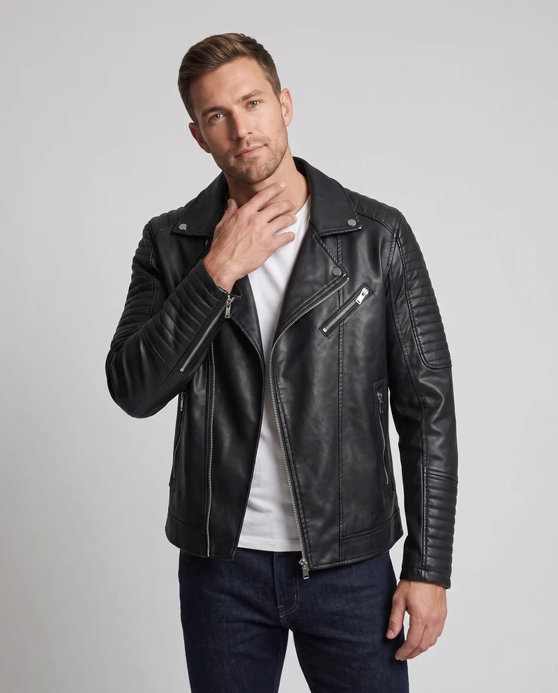 Herren Modische Bikerjacke Nord Taschen