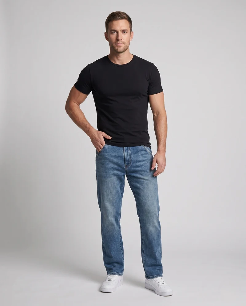 Herren Casual Baggy Jeans Nord Taschen