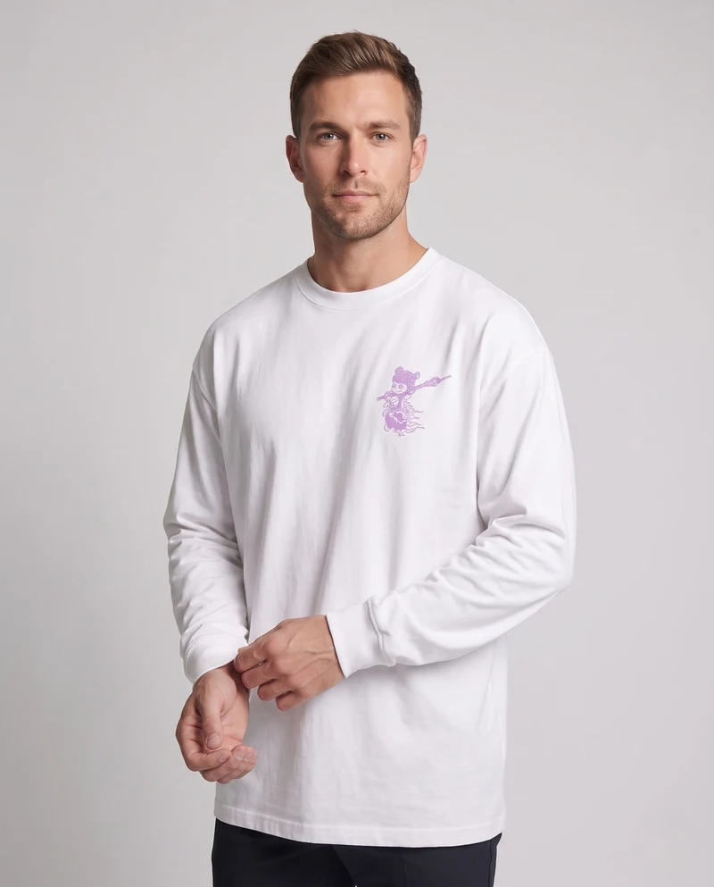 Herren Freizeit Langarm-T-Shirt mit Grafikdruck Nord Taschen