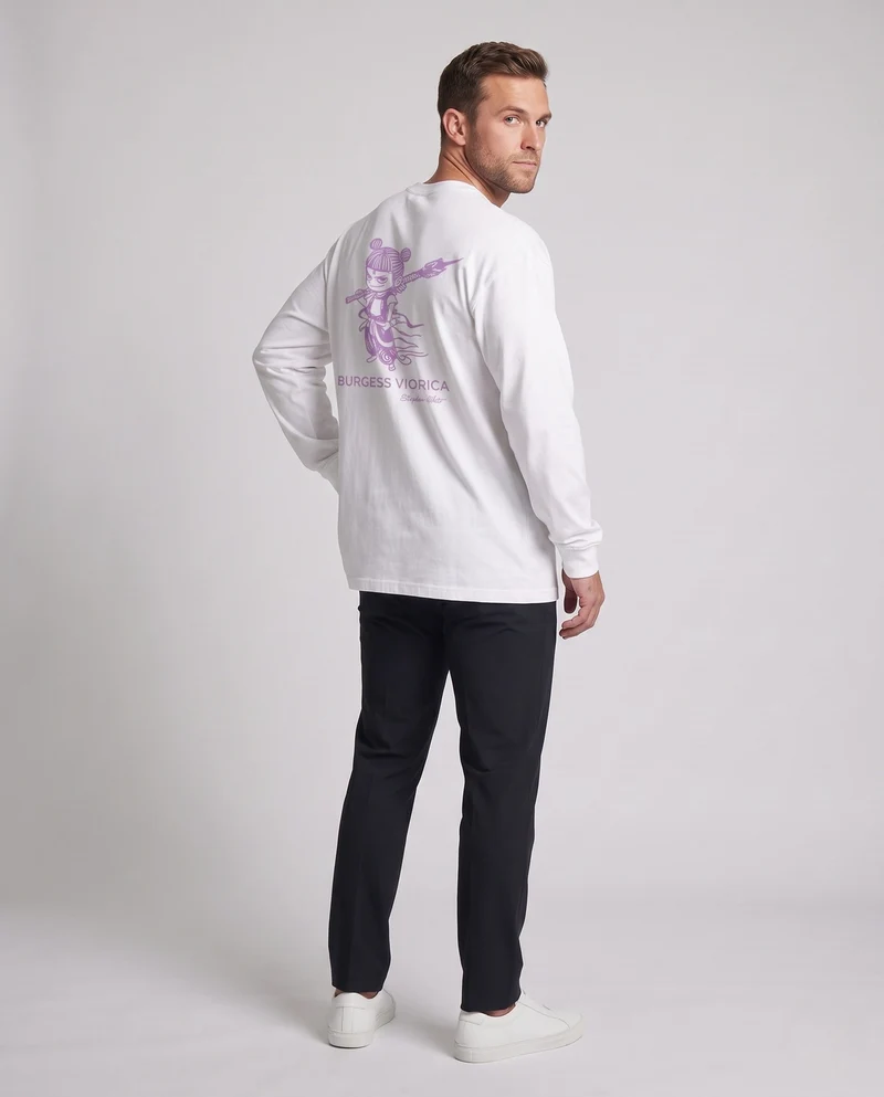 Herren Freizeit Langarm-T-Shirt mit Grafikdruck Nord Taschen