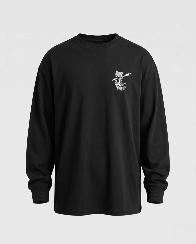 Herren Freizeit Langarm-T-Shirt mit Grafikdruck Nord Taschen