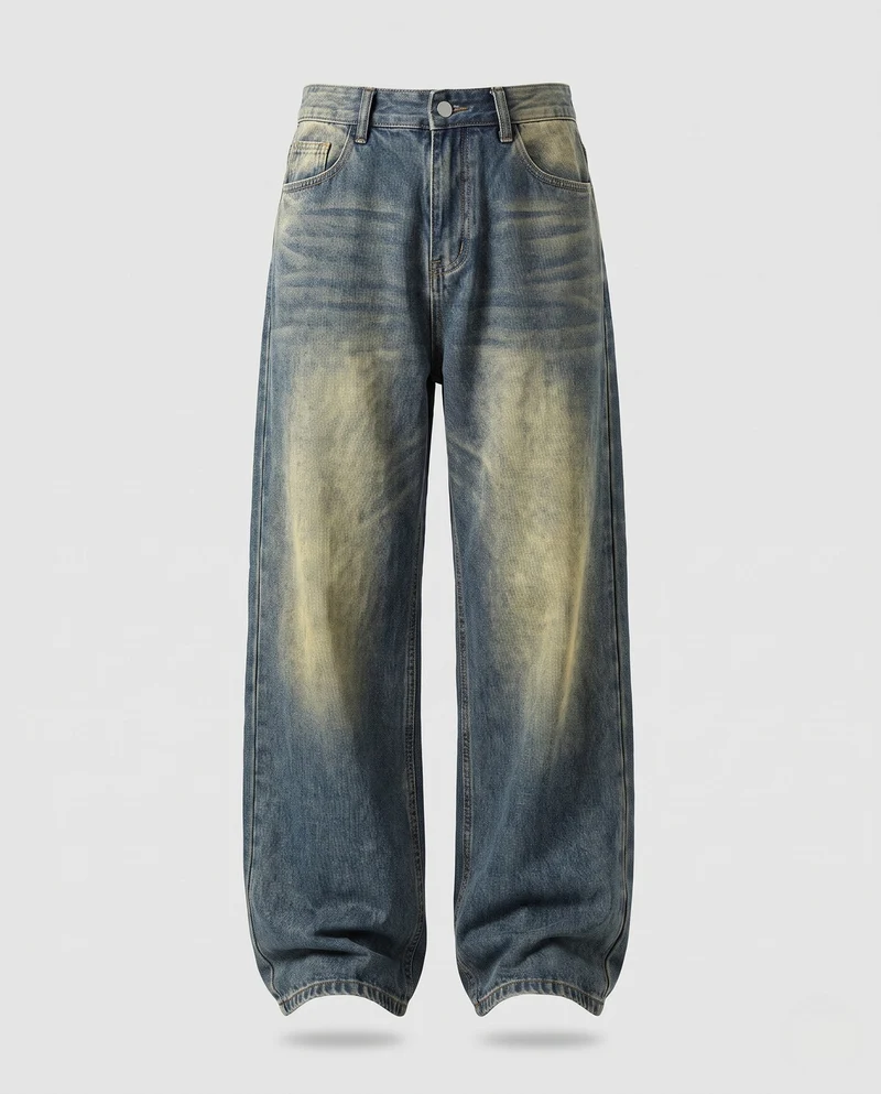 Herren Casual Weite-Bein Jeans Nord Taschen