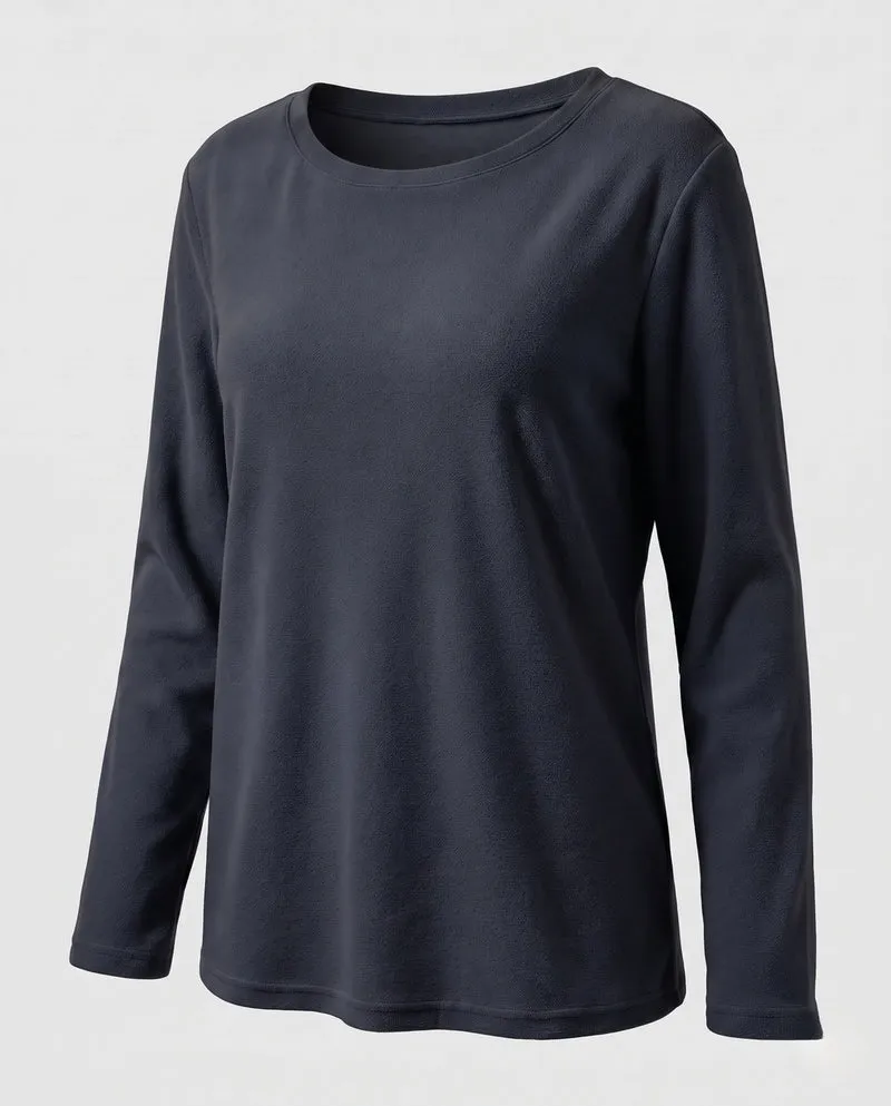 Damen Leichtes Struktur Langarmshirt mit Rundhalsausschnitt und Relaxed Fit Nord Taschen