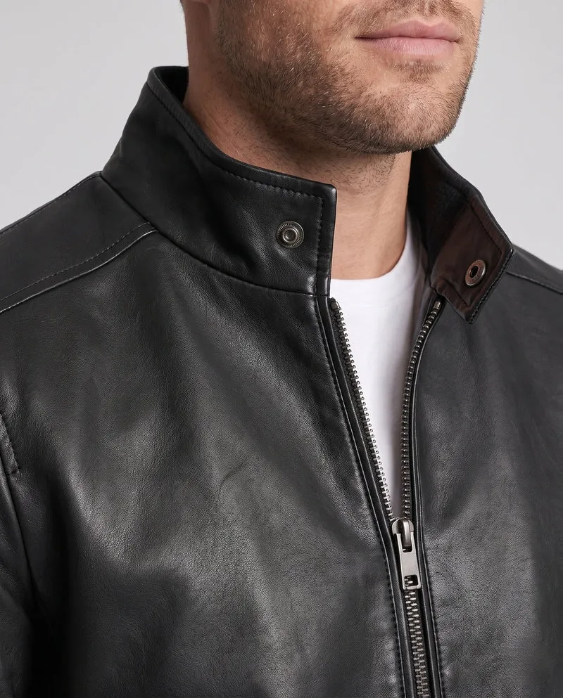 Herren Aviator Kunstlederjacke mit Thermo Sherpa Futter und Stehkragen Nord Taschen