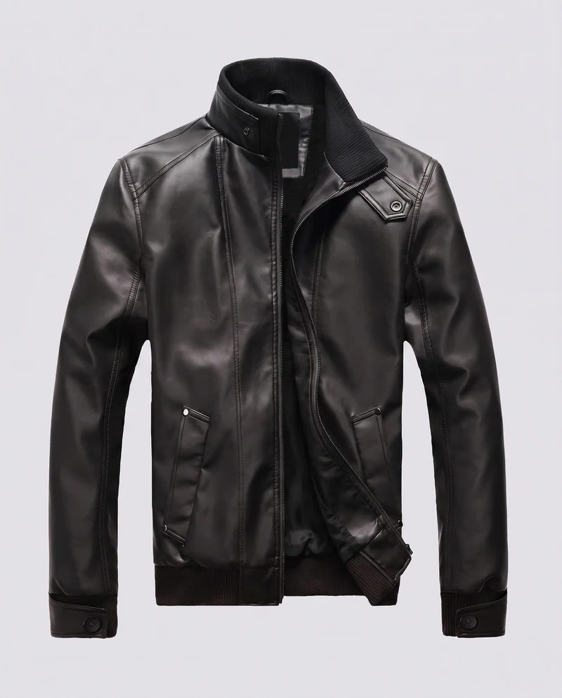 Herren Aviator Kunstlederjacke mit Thermo Sherpa Futter und Stehkragen Nord Taschen