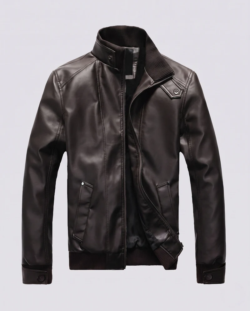 Herren Aviator Kunstlederjacke mit Thermo Sherpa Futter und Stehkragen Nord Taschen