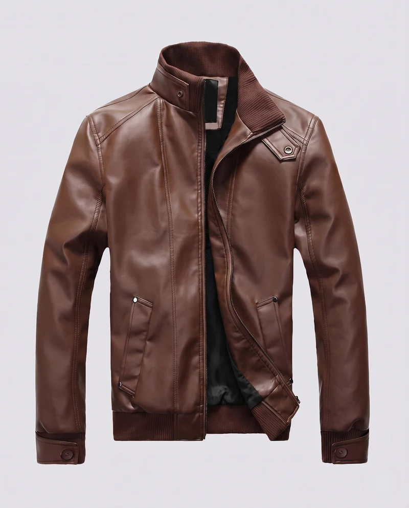Herren Aviator Kunstlederjacke mit Thermo Sherpa Futter und Stehkragen Nord Taschen