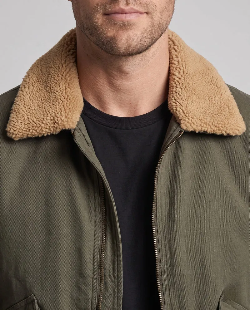 Herren Aviator Bomber aus strapazierfähigem Canvas mit Teddy-Futter und Utility-Tasche am Ärmel Nord Taschen