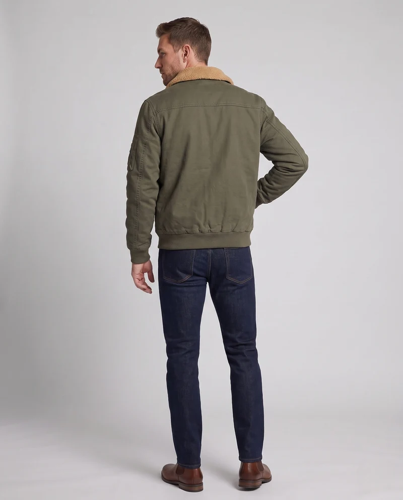Herren Aviator Bomber aus strapazierfähigem Canvas mit Teddy-Futter und Utility-Tasche am Ärmel Nord Taschen