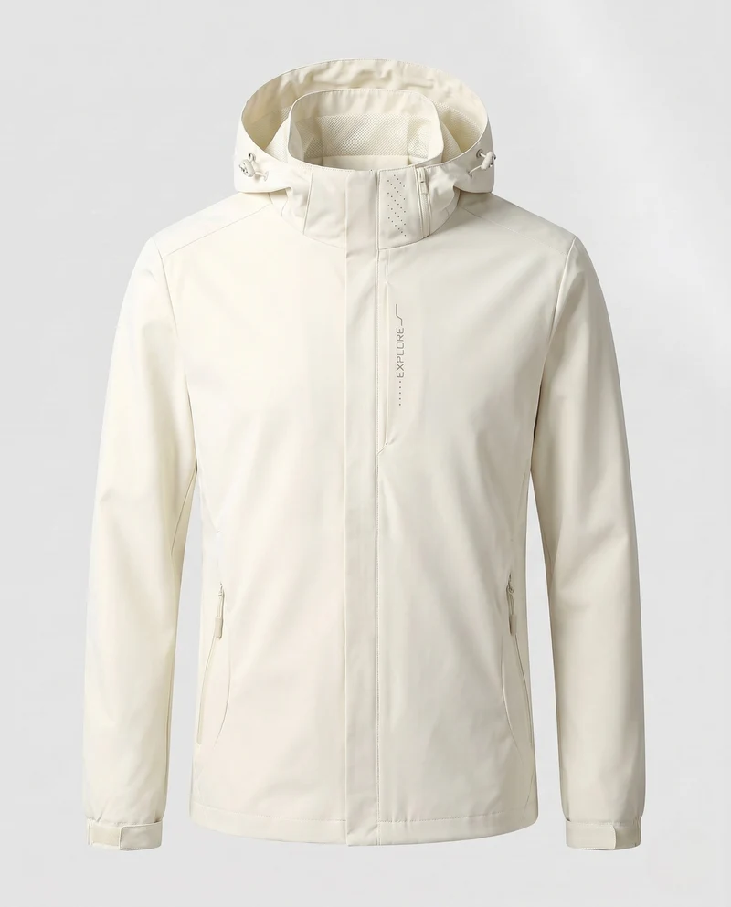 Herren Atmungsaktive Softshell Funktionsjacke mit Verstaubarem Kapuze und Klettverschluss-Manschetten Nord Taschen