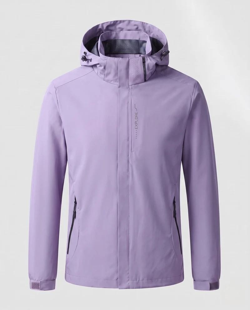 Herren Atmungsaktive Softshell Funktionsjacke mit Verstaubarem Kapuze und Klettverschluss-Manschetten Nord Taschen