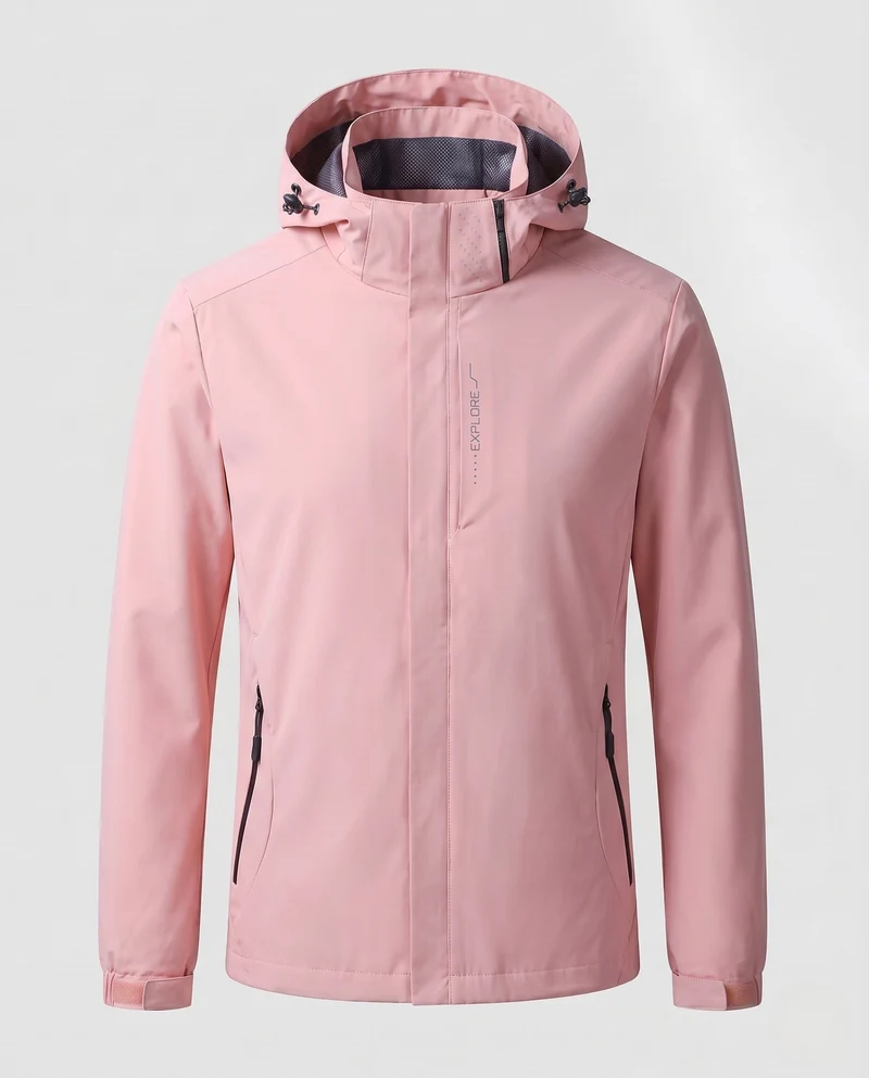 Herren Atmungsaktive Softshell Funktionsjacke mit Verstaubarem Kapuze und Klettverschluss-Manschetten Nord Taschen