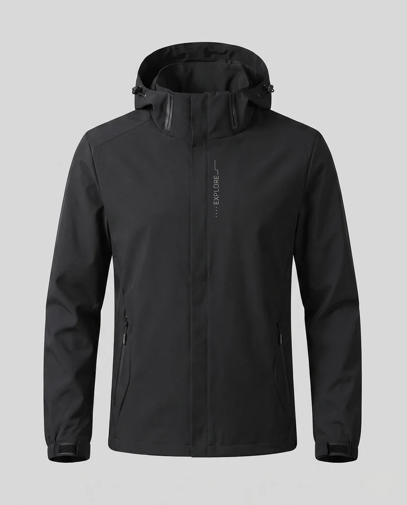 Herren Atmungsaktive Leichte Wind- und Regenjacke Nord Taschen