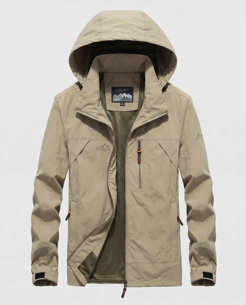 Herren Atmungsaktive Leichte Outdoor-Jacke mit Kapuze, Mesh-Innenfutter und mehreren Taschen Nord Taschen