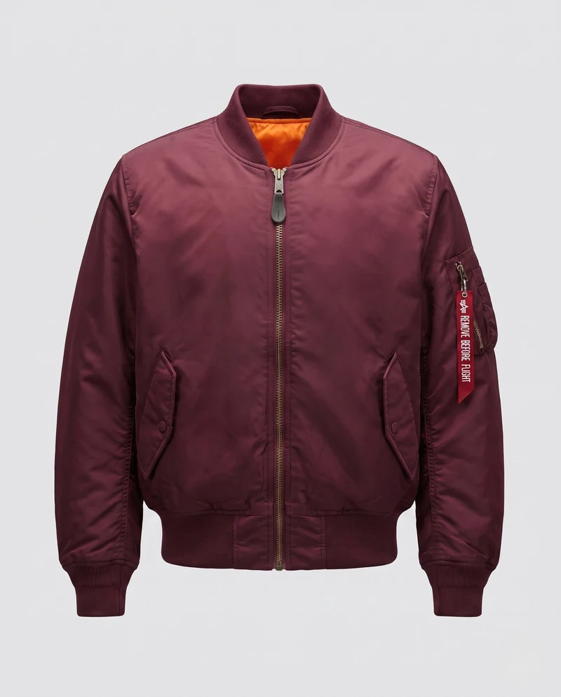 Männers klassische Piloten-Bomberjacke mit Kontrastfutter, Ärmel-Utility-Tasche und geripptem Saum Nord Taschen