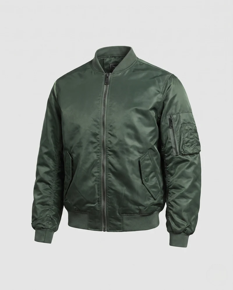 Herren Klassische Nylon Bomberjacke im Pilotenstil mit Sleeve Utility Pocket und geripptem Bund Nord Taschen