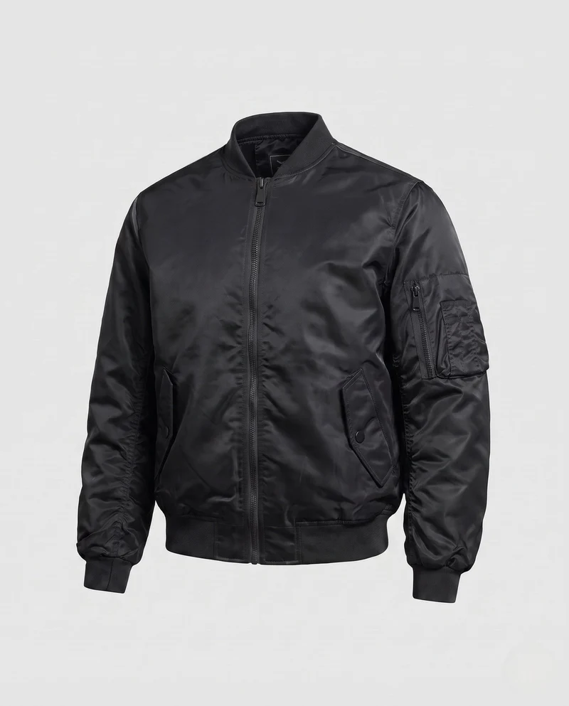 Herren Klassische Nylon Bomberjacke im Pilotenstil mit Sleeve Utility Pocket und geripptem Bund Nord Taschen