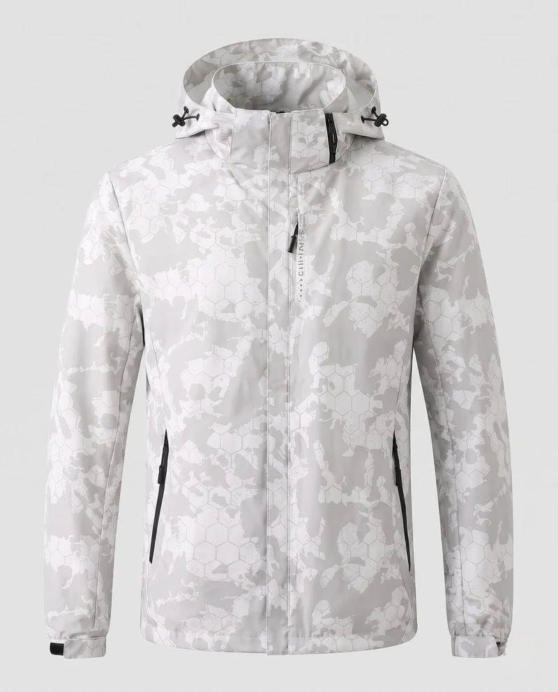 Damen leichte wasserabweisende Kapuzenjacke mit floralem Blätterdruck und verstellbarer Kapuze Nord Taschen