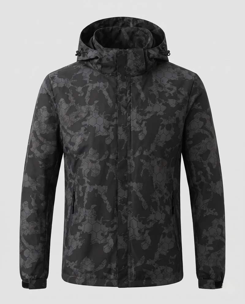 Damen leichte wasserabweisende Kapuzenjacke mit floralem Blätterdruck und verstellbarer Kapuze Nord Taschen