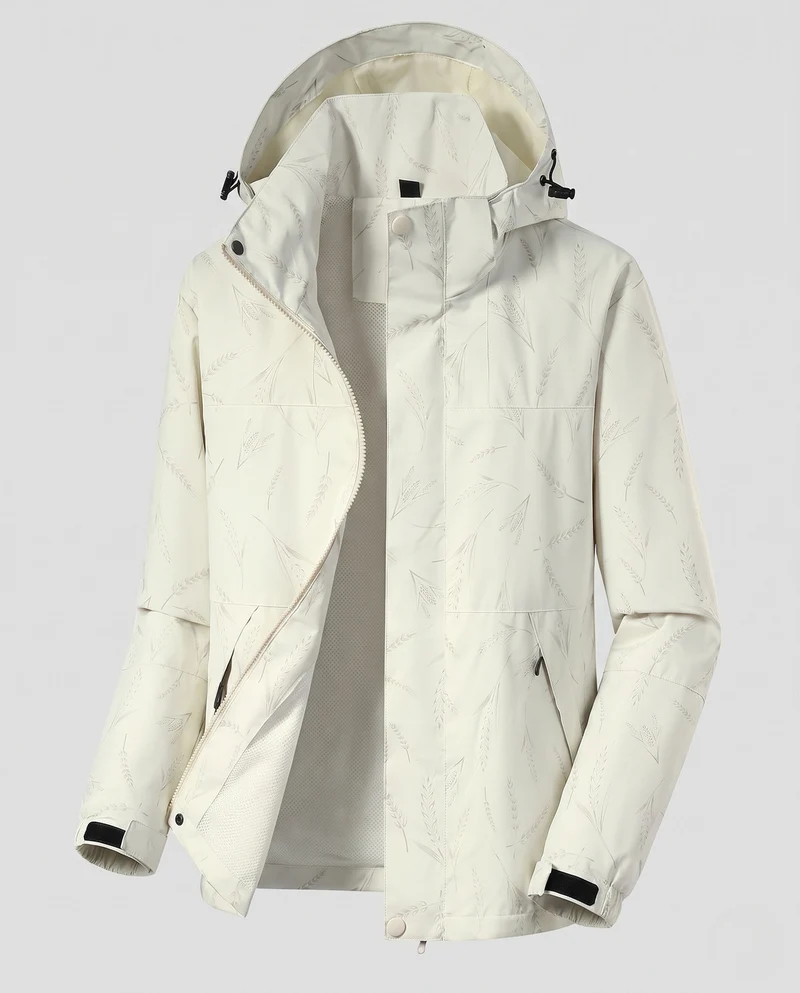 Damen Leichte Wasserabweisende Kapuzenjacke mit Feinem Reliefmuster Nord Taschen