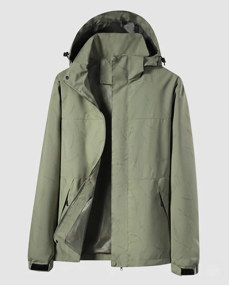 Damen Leichte Wasserabweisende Kapuzenjacke mit Feinem Reliefmuster Nord Taschen