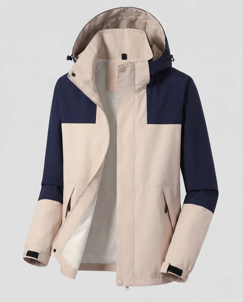 Damen Leichte Wasserabweisende Kapuzenjacke mit Feinem Reliefmuster Nord Taschen