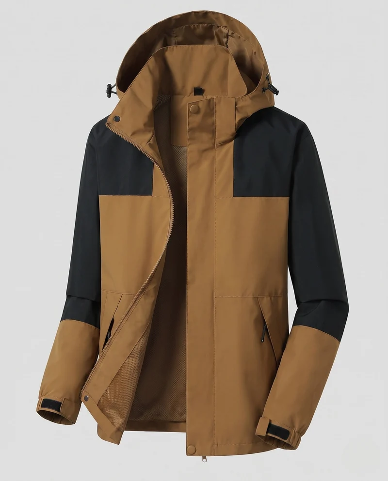 Damen Leichte Wasserabweisende Kapuzenjacke mit Feinem Reliefmuster Nord Taschen